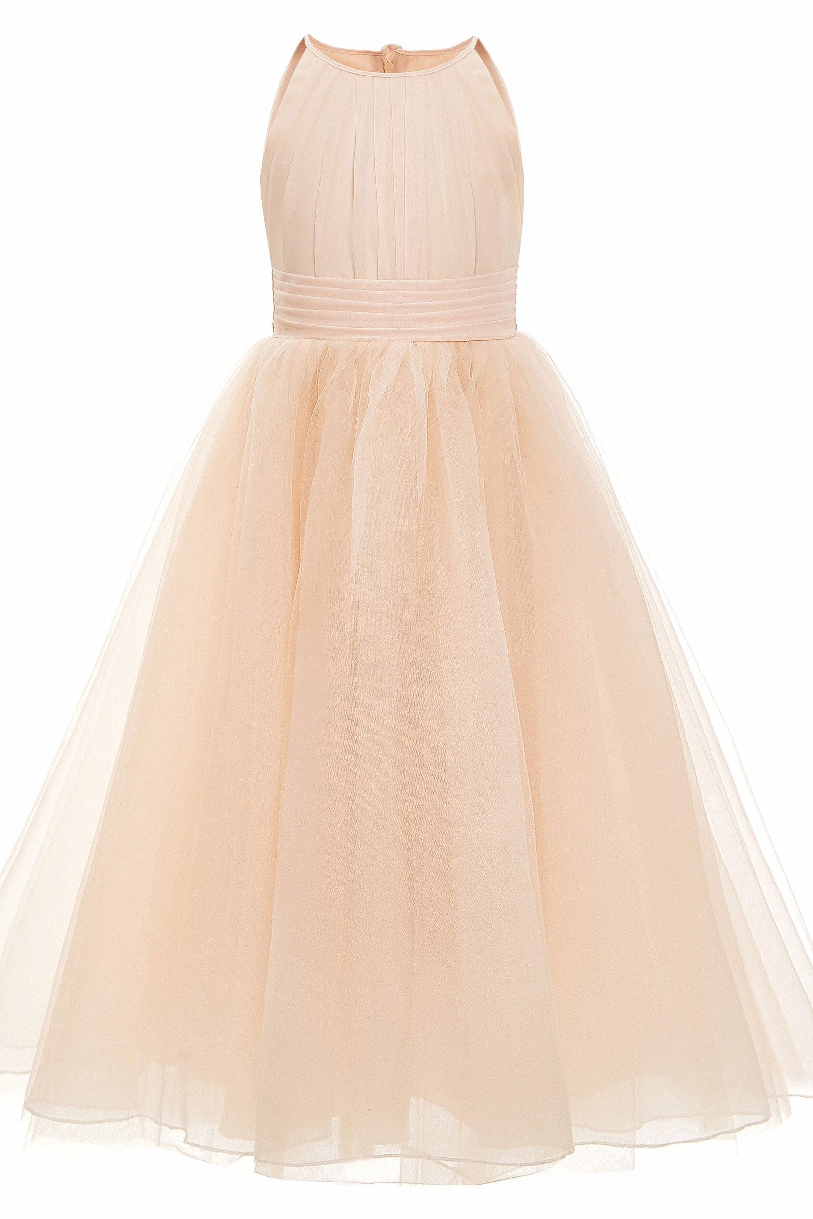 A-Line Floor Length Tulle Flower Girl Dress CF0334 - COCOMELODY