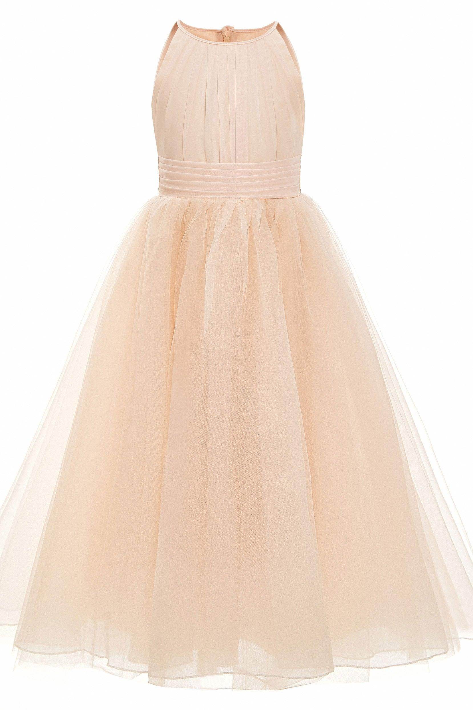 A-Line Floor Length Tulle Flower Girl Dress CF0334 - COCOMELODY