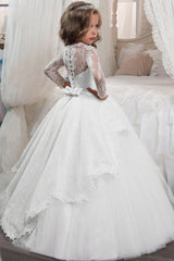 Ball Gown Floor Length Tulle Lace Flower Girl Dress CF0337 - COCOMELODY
