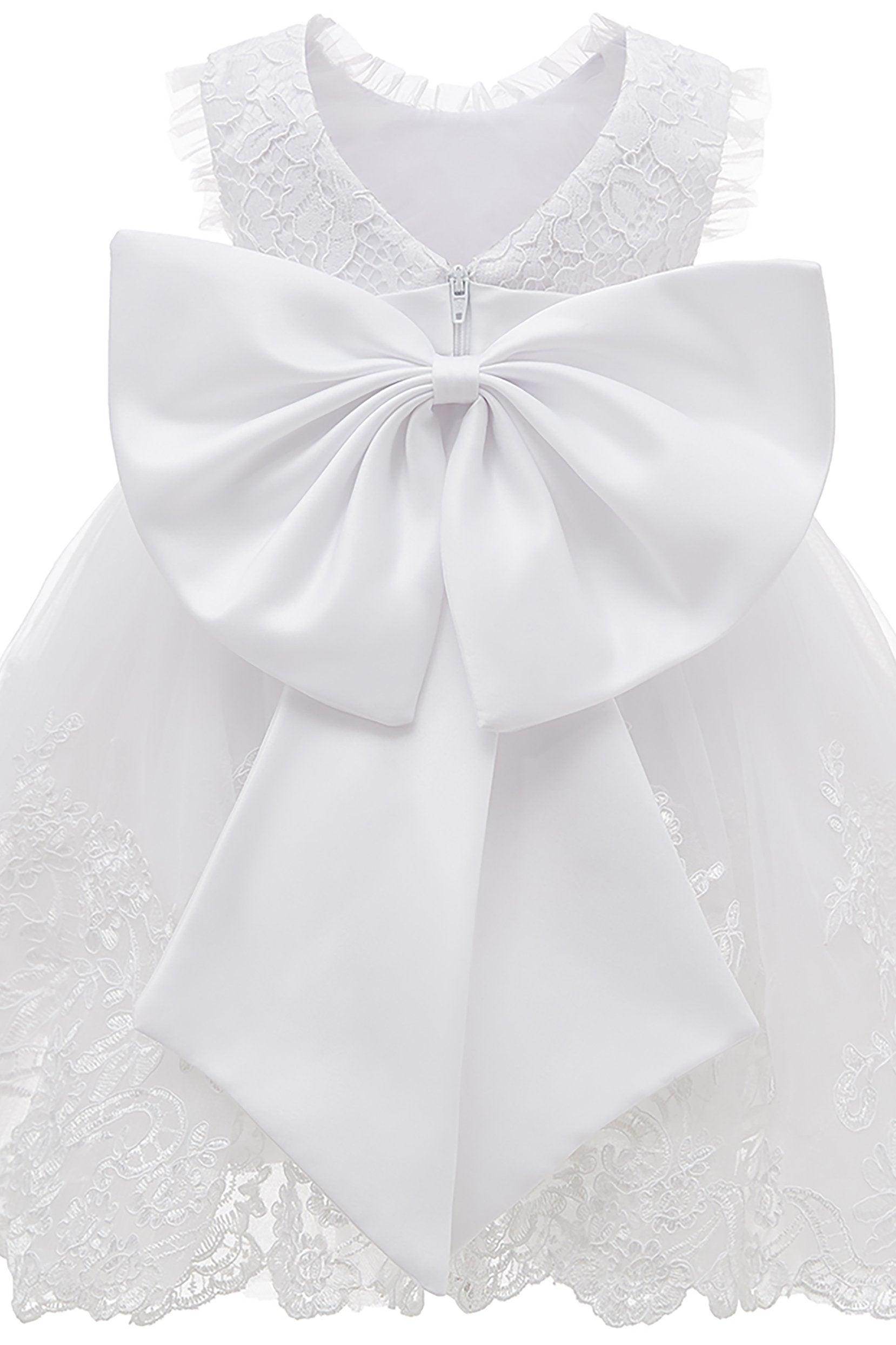 A-Line Knee Length Satin Lace Flower Girl Dress CF0340 - COCOMELODY