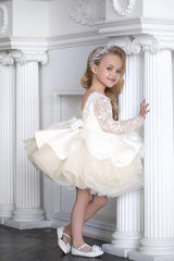A-Line Knee Length Tulle Lace Flower Girl Dress CF0342 - COCOMELODY