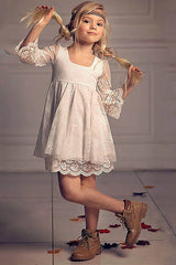 A-Line Short-Mini Tulle Lace Flower Girl Dress CF0344 - COCOMELODY