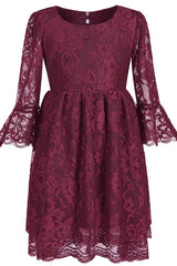 A-Line Short-Mini Tulle Lace Flower Girl Dress CF0344 - COCOMELODY