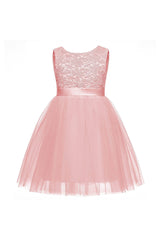 A-Line Knee Length Tulle Lace Flower Girl Dress CF0345 - COCOMELODY