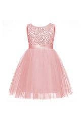 A-Line Knee Length Tulle Lace Flower Girl Dress CF0345 - COCOMELODY