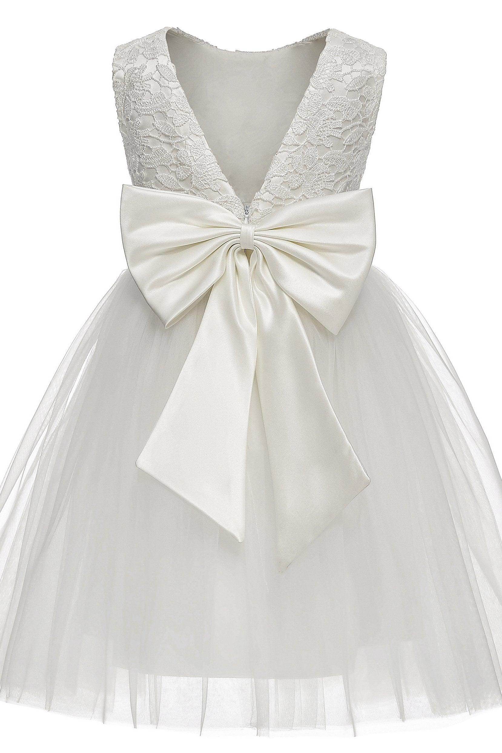 A-Line Knee Length Tulle Lace Flower Girl Dress CF0345 - COCOMELODY
