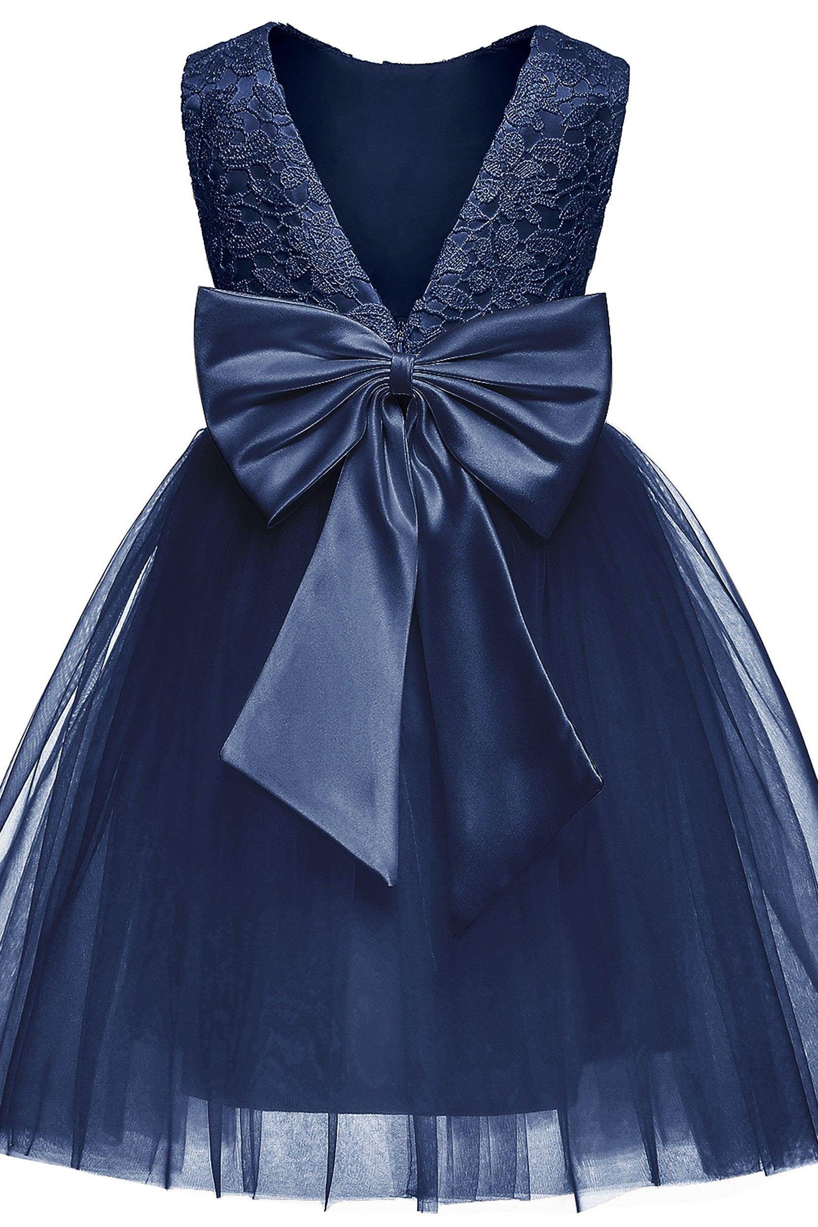 A-Line Knee Length Tulle Lace Flower Girl Dress CF0345 - COCOMELODY