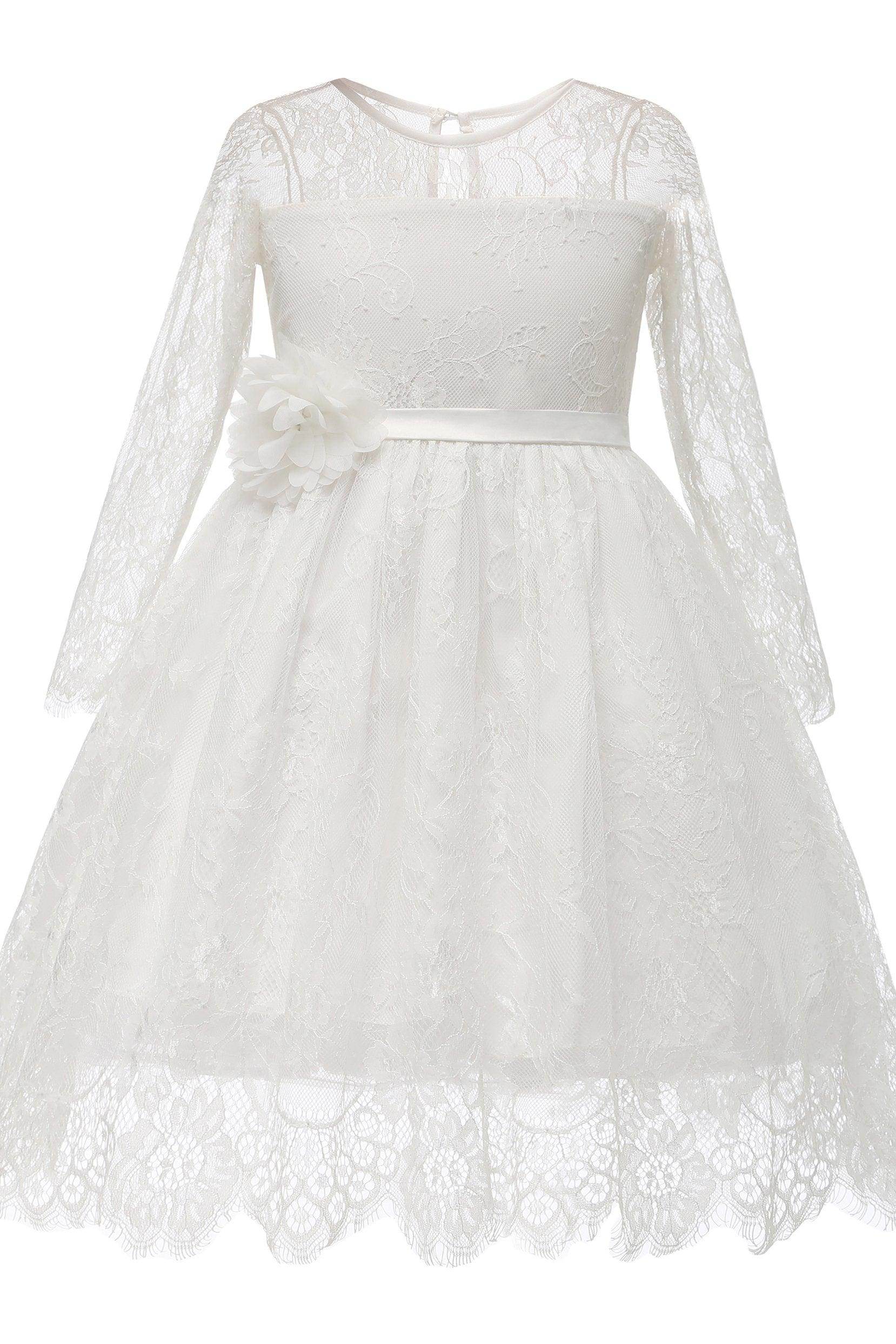 A-Line Knee Length Tulle Lace Flower Girl Dress CF0346 - COCOMELODY