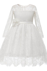 A-Line Knee Length Tulle Lace Flower Girl Dress CF0346 - COCOMELODY