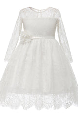 A-Line Knee Length Tulle Lace Flower Girl Dress CF0346 - COCOMELODY