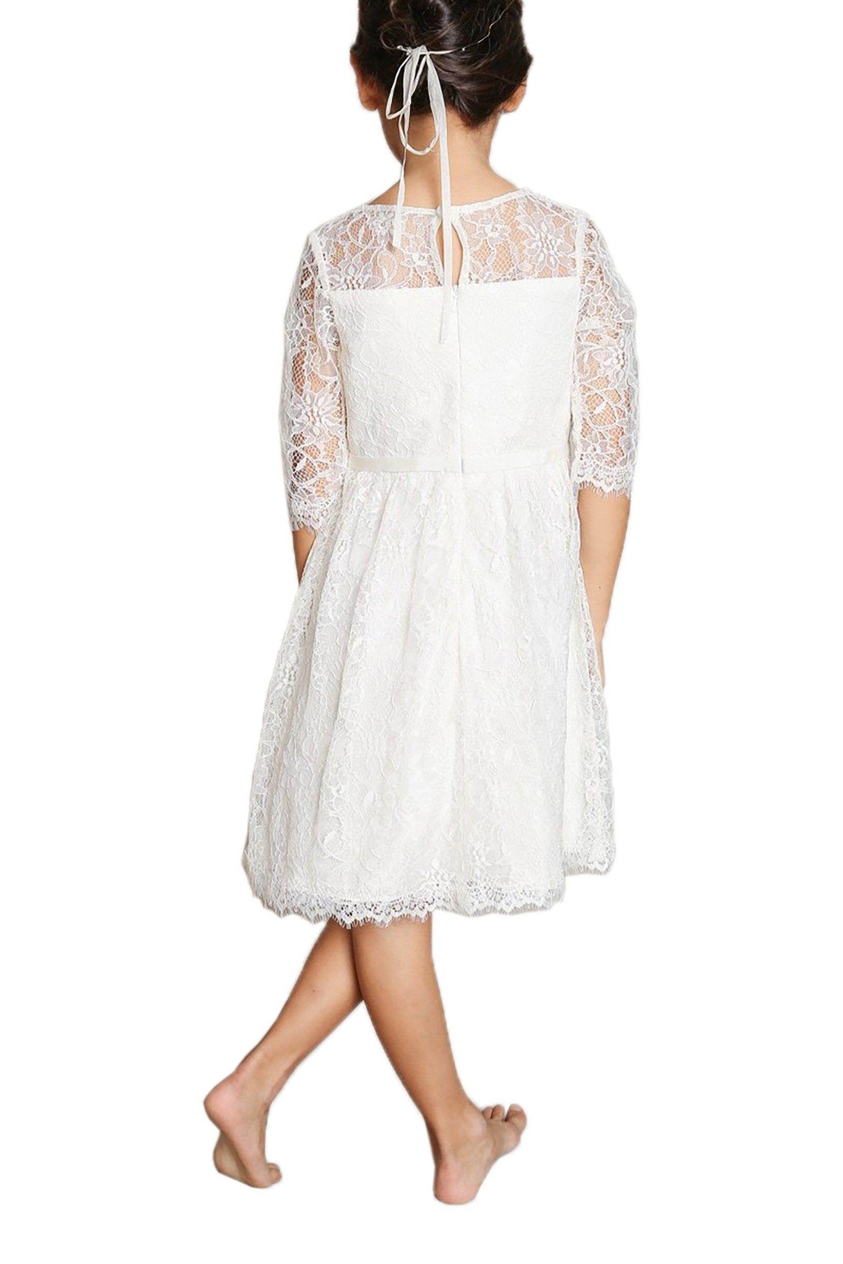 A-Line Knee Length Tulle Lace Flower Girl Dress CF0346 - COCOMELODY
