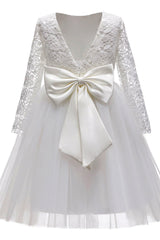 A-Line Tea Length Tulle Lace Flower Girl Dress CF0347 - COCOMELODY