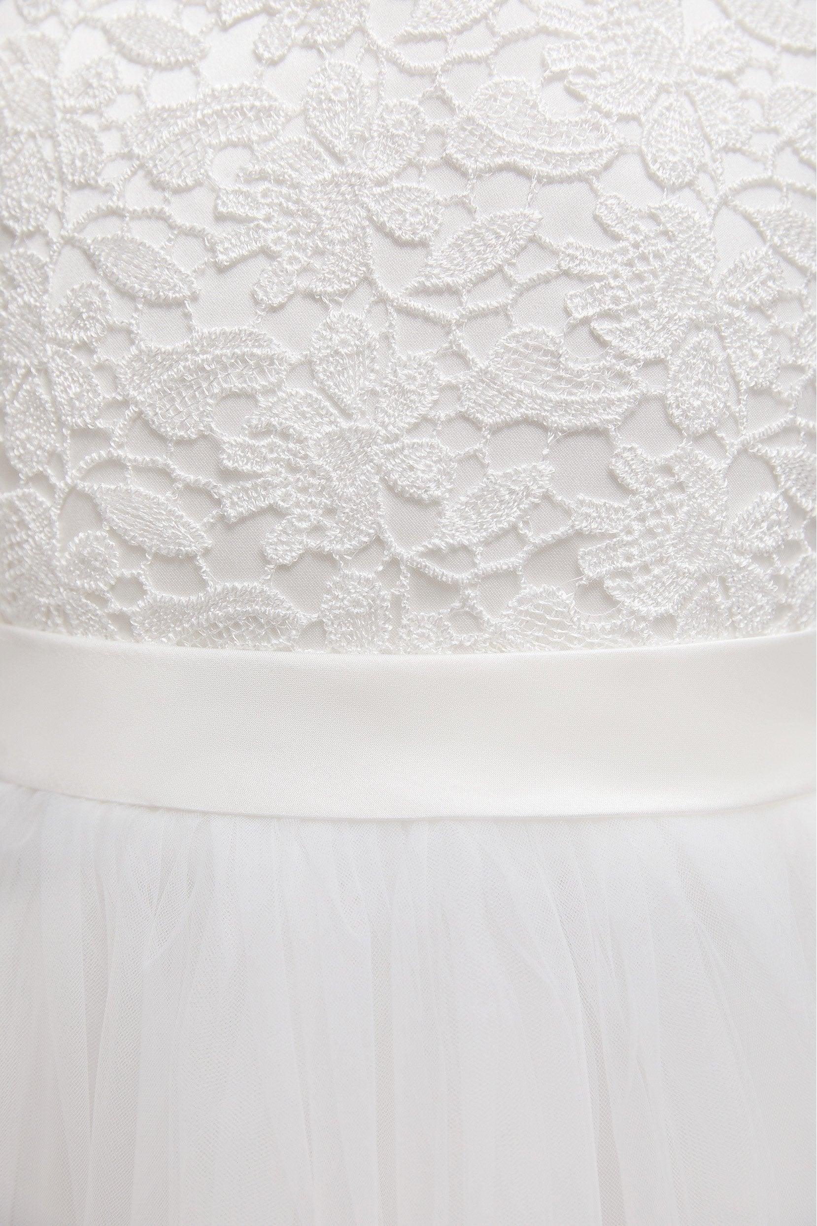 A-Line Tea Length Tulle Lace Flower Girl Dress CF0347 - COCOMELODY