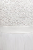 A-Line Tea Length Tulle Lace Flower Girl Dress CF0347 - COCOMELODY