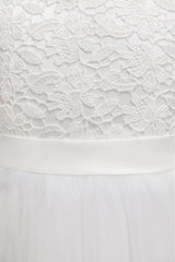 A-Line Tea Length Tulle Lace Flower Girl Dress CF0347 - COCOMELODY