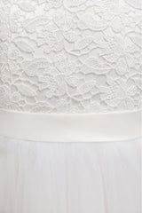A-Line Tea Length Tulle Lace Flower Girl Dress CF0347 - COCOMELODY