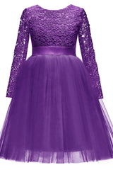A-Line Tea Length Tulle Lace Flower Girl Dress CF0347 - COCOMELODY