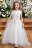 A-Line Maxi Tulle Flower Girl Dress CF0350 - COCOMELODY