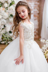 A-Line Maxi Tulle Flower Girl Dress CF0353 - COCOMELODY