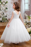 A-Line Maxi Tulle Flower Girl Dress CF0353 - COCOMELODY
