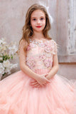 Ball Gown Sweep-Brush Train Tulle Flower Girl Dress CF0354 - COCOMELODY