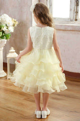 Ball Gown Midi Organza Flower Girl Dress CF0359 - COCOMELODY
