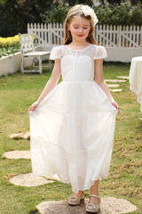 A-Line Maxi Chiffon Flower Girl Dress CF0370 - COCOMELODY