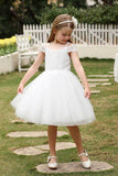 A-Line Midi Tulle Flower Girl Dress CF0372 - COCOMELODY
