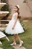 A-Line Midi Tulle Flower Girl Dress CF0374 - COCOMELODY