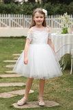 A-Line Midi Tulle Flower Girl Dress CF0378 - COCOMELODY