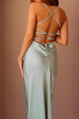 Sheath-Column Tea Length Silk-Like Dress CG0145 - COCOMELODY