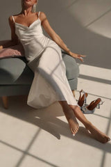 Sheath-Column Ankle Length Elastic Satin Dress CG0146 - COCOMELODY