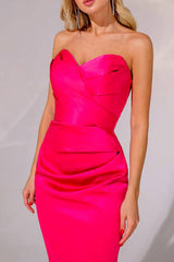 Trumpet-Mermaid Tea Length Elastic Satin Dress CG0148 - COCOMELODY