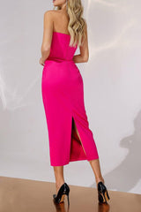 Trumpet-Mermaid Tea Length Elastic Satin Dress CG0148 - COCOMELODY
