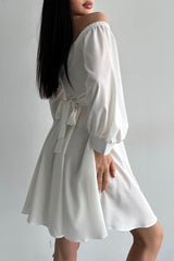 A-Line Knee Length Twisted Silk Fabric Dress CG0149 - COCOMELODY