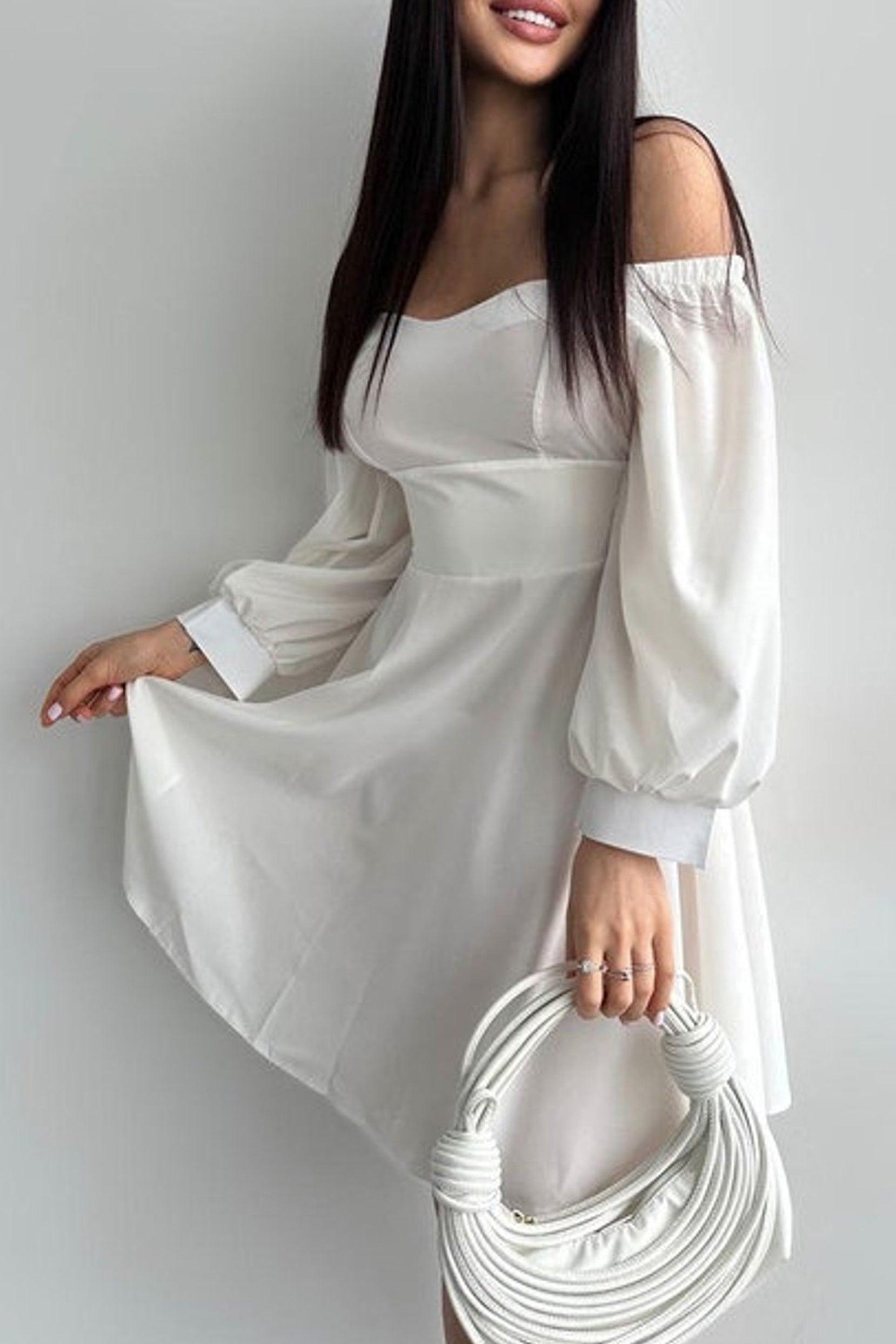 A-Line Knee Length Twisted Silk Fabric Dress CG0149 - COCOMELODY