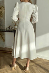 A-Line Tea Length Twisted Silk Fabric Dress CG0150 - COCOMELODY