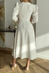A-Line Tea Length Twisted Silk Fabric Dress CG0150 - COCOMELODY