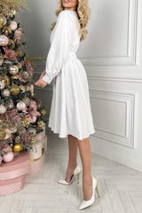 A-Line Knee Length Twisted Silk Fabric Dress CG0152 - COCOMELODY