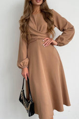 A-Line Tea Length Elastic Satin Dress CG0155 - COCOMELODY