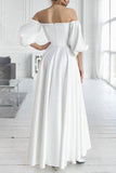 A-Line Tea Length Satin Dress CG0165 - COCOMELODY