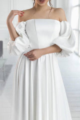 A-Line Tea Length Satin Dress CG0165 - COCOMELODY