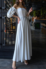 A-Line Tea Length Satin Dress CG0165 - COCOMELODY