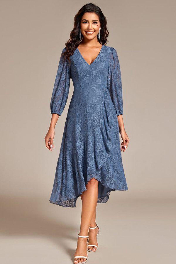 A-Line Midi Lace Dress CG0267 - COCOMELODY