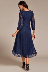 A-Line Midi Lace Dress CG0267 - COCOMELODY