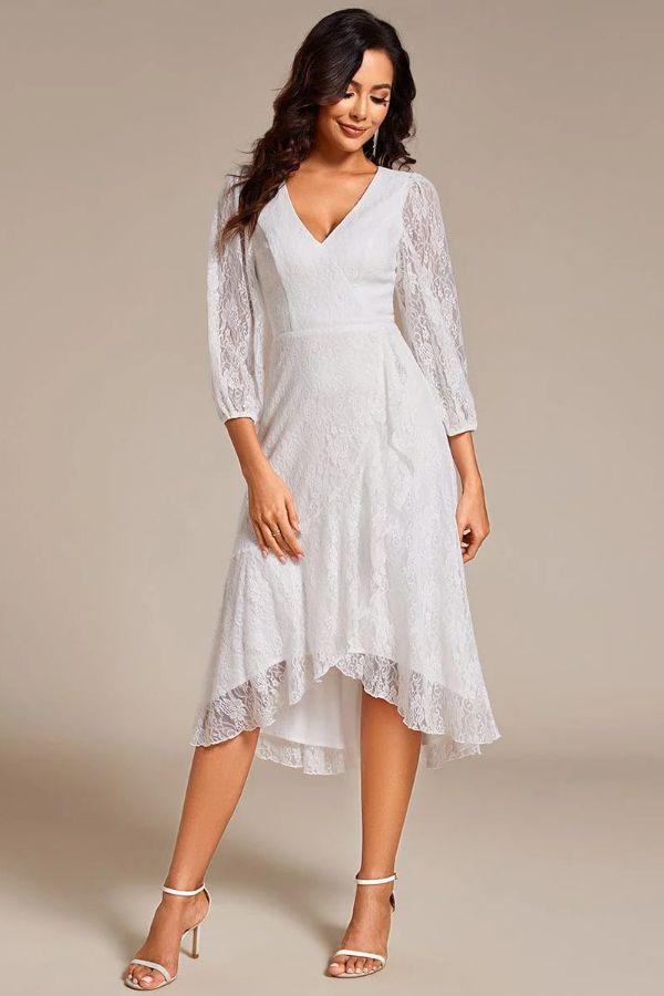 A-Line Midi Lace Dress CG0267 - COCOMELODY