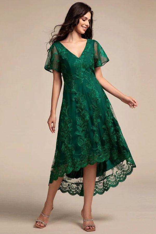 A-Line Midi Lace Dress CG0268 - COCOMELODY