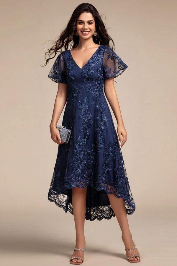 A-Line Midi Lace Dress CG0268 - COCOMELODY