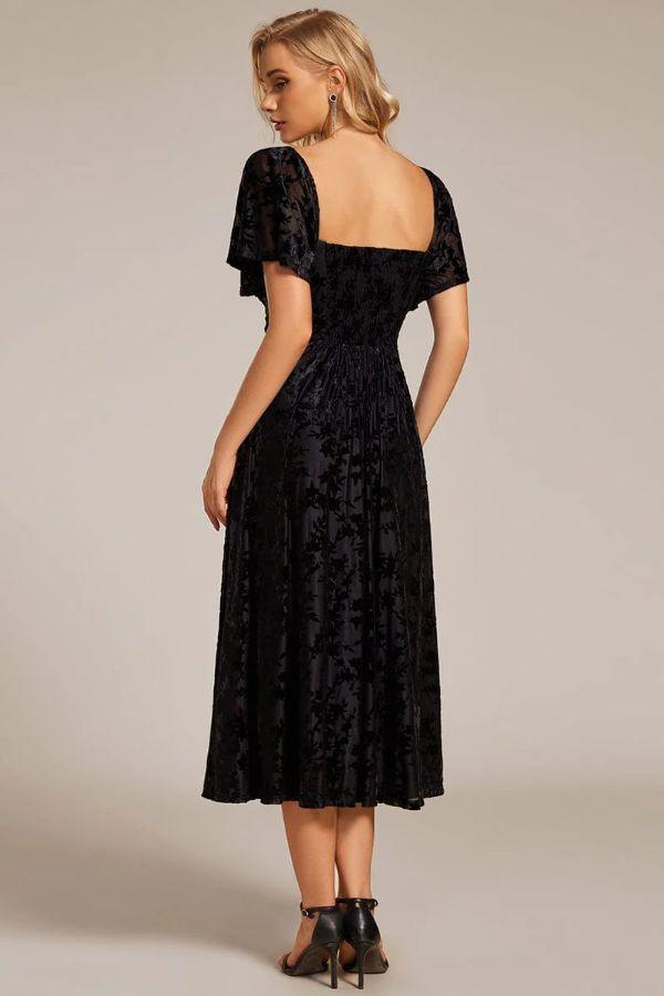 A-Line Midi Comprises Velvet Dress CG0270 - COCOMELODY