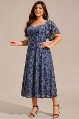 A-Line Midi Comprises Velvet Dress CG0270 - COCOMELODY